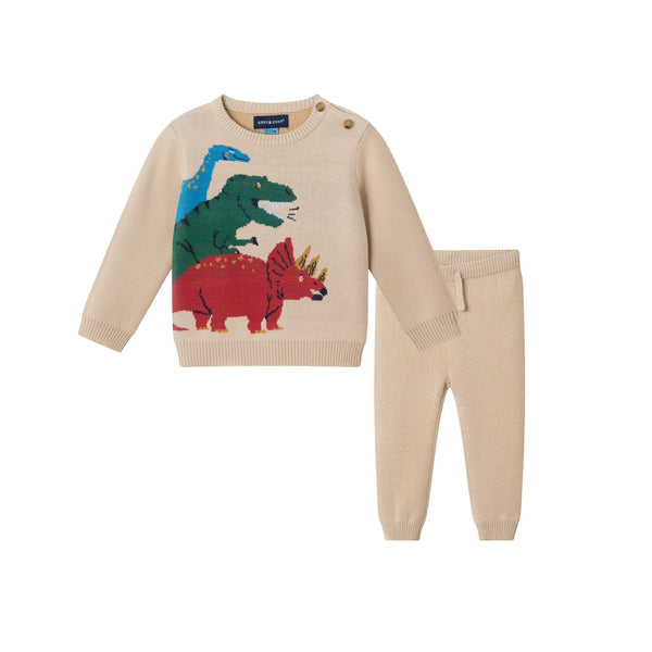 infant-baby-sweater-set-beige-dino Sophia's StyleSweater Set-1